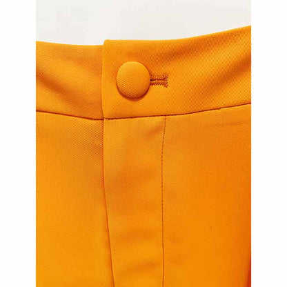 Women's Orange Pantsuit Single Button Flared Pants Suit Jacket + Trousers
