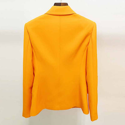 Women's Orange Pantsuit Single Button Flared Pants Suit Jacket + Trousers