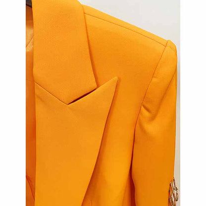 Women's Orange Pantsuit Single Button Flared Pants Suit Jacket + Trousers