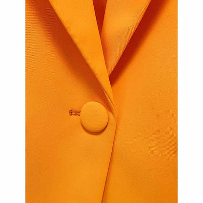 Women's Orange Pantsuit Single Button Flared Pants Suit Jacket + Trousers