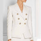 Women white wedding blazer long sleeve doule breasted V-neck jacket