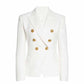 Women white wedding blazer long sleeve doule breasted V-neck jacket