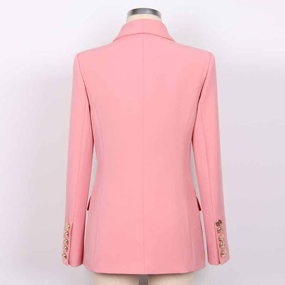 Women Pink Double-Breasted Tailored Blazer