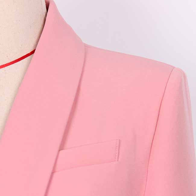 Women Pink Double-Breasted Tailored Blazer