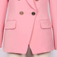 Women Pink Double-Breasted Tailored Blazer