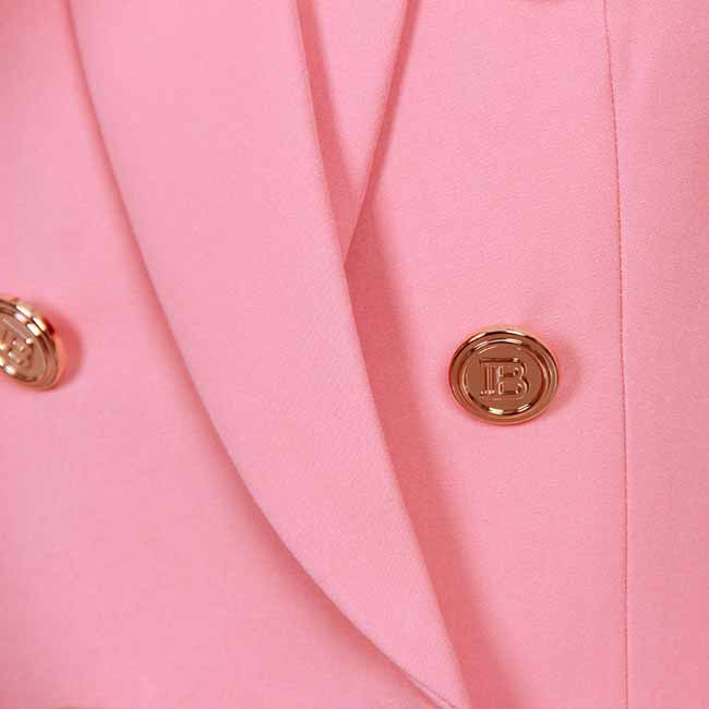 Women Pink Double-Breasted Tailored Blazer