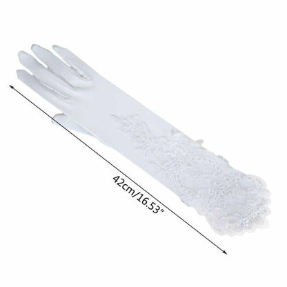 Graceful Cloth With Applique Wedding Gloves