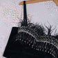 Women's sexy bustier push up crop top club party corset top bra with feather