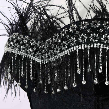 Women's sexy bustier push up crop top club party corset top bra with feather