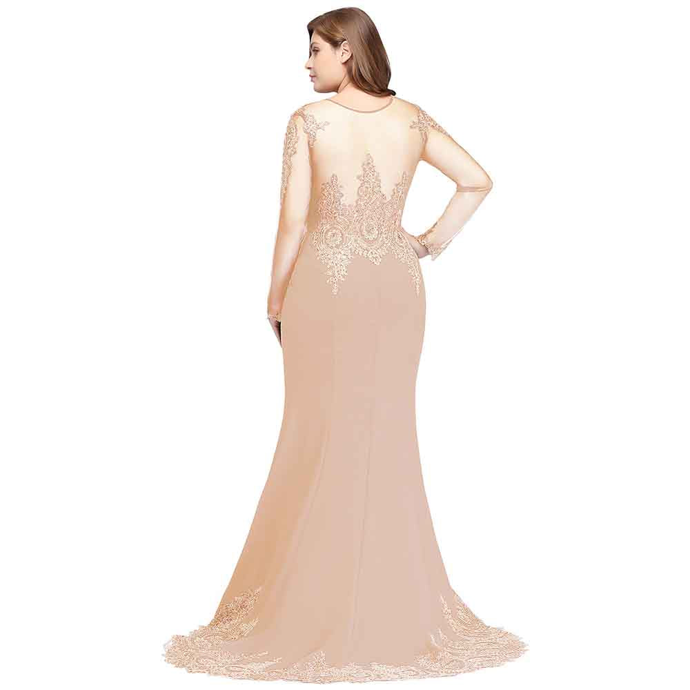 Wedding Crystals Beaded Lace Mermaid Evening Dress for Women Formal Gowns