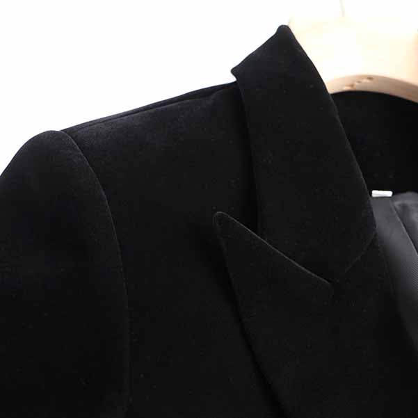 Women Velvet Black Double Breasted Blazer Gold Buttons Jacket – SD ...
