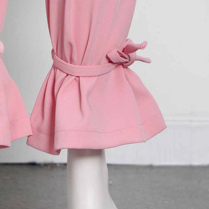 Women's Lace Up Suits High Waisted Two Pieces Pantsuit Colors Black Pink White