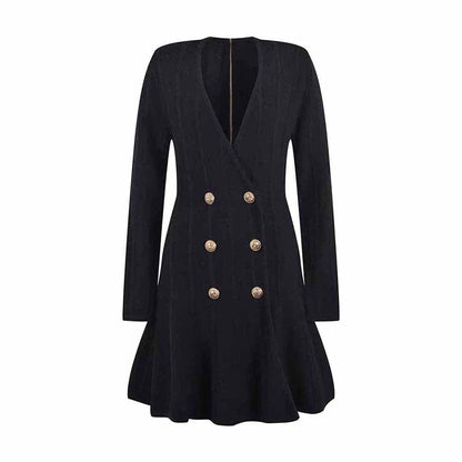 Women mini bodycon dress with sleeves v neck wrap knitted dress