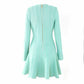 Women mini bodycon dress with sleeves v neck wrap knitted dress