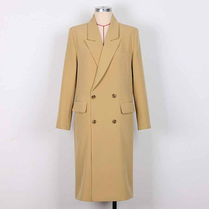 Khaki Oversized  Double Breasted Formal Coat