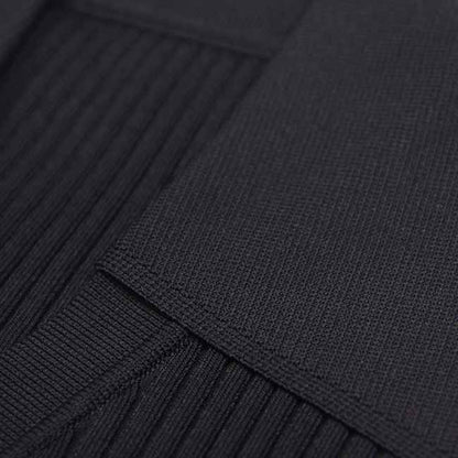 Women Knit Short Sleeves Cropped Top Knitted Cardigan Buttons Black Sweater