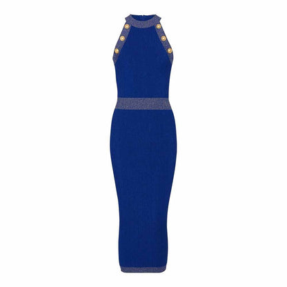 Women Knitted Knee Length Dress Ladies Sleeveless Body-con Dress