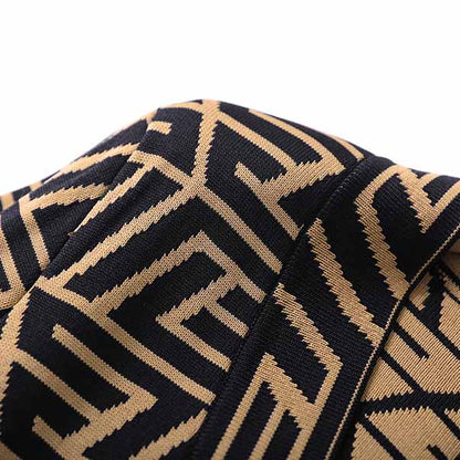 Women's long sleeve knitted minidress Black Yellow striped elegant dress