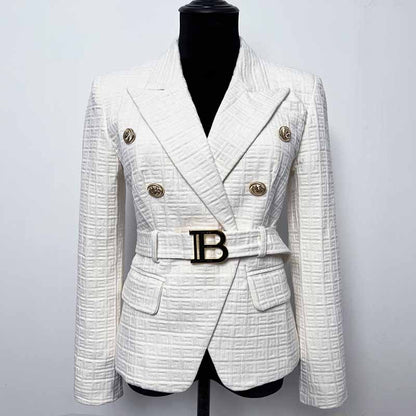 SD-HK Double-Breasted Blazers With Buckle for Women