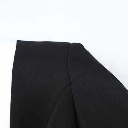 Women Black Oversize Business Coat Color Contrast Buiness Coat