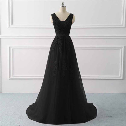 Women's Wedding Dress Bride Lace Applique Evening Dress V Neck Ball Gowns