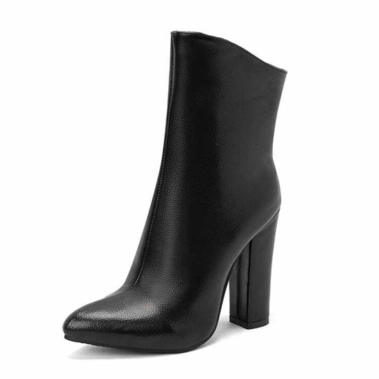 Womens Chunky Boots Zip Up Pointed Toe Ankle Booties â SD Dresscode & Fashiontrends