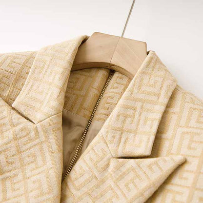 Womens' Double Breasted Blazer Gold Buttons Blazer Dress With Belt