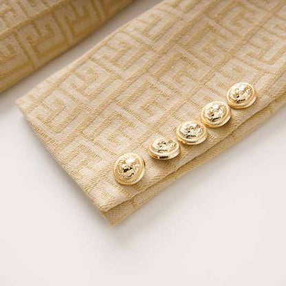 Womens' Double Breasted Blazer Gold Buttons Blazer Dress With Belt