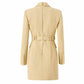 Womens' Double Breasted Blazer Gold Buttons Blazer Dress With Belt