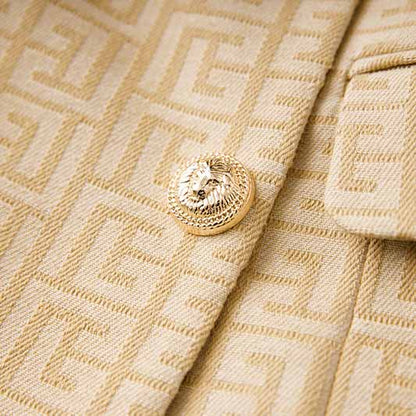 Womens' Double Breasted Blazer Gold Buttons Blazer Dress With Belt