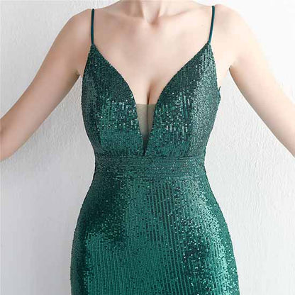 Women's V Neck High Slit Long Maxi Elegant Formal Dresses Evening Gown S-4XL