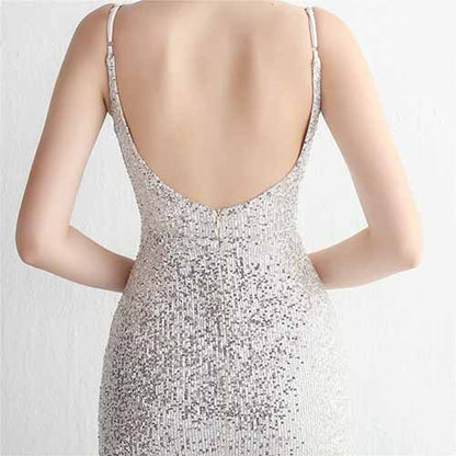 Women's V Neck High Slit Long Maxi Elegant Formal Dresses Evening Gown S-4XL