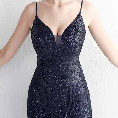 Women's V Neck High Slit Long Maxi Elegant Formal Dresses Evening Gown S-4XL