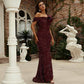 Wine Red Sequin Prom Dress Long Evening Party Dress
