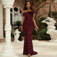 Wine Red Sequin Prom Dress Long Evening Party Dress