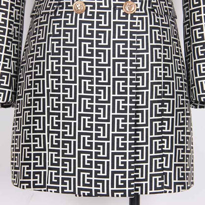 Women double breasted coat dress mid-length blazer dress with belt