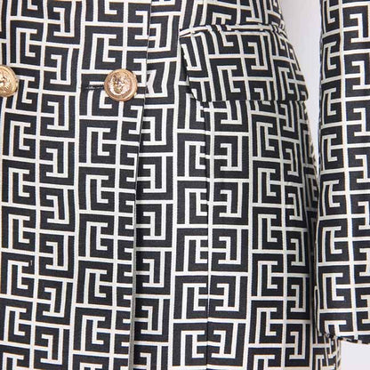 Women double breasted coat dress mid-length blazer dress with belt