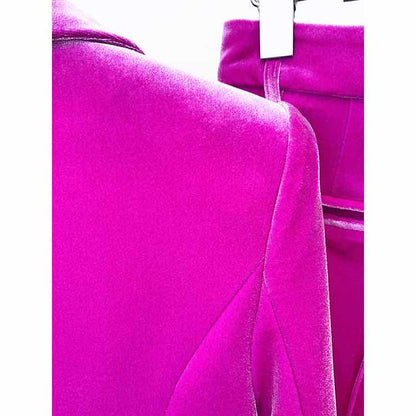 Women Velvet Blazer + Flare Trousers Suit Two Piece Pantsuits