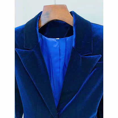 Women Velvet Blazer + Flare Trousers Suit Two Piece Pantsuits