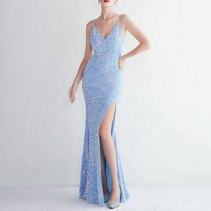 Women Sphagetti Strap Sequin Party Dres Formal Event Dress