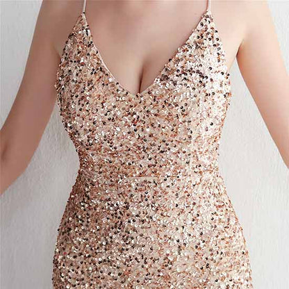 Women Sphagetti Strap Sequin Party Dres Formal Event Dress