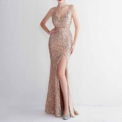 Women Sphagetti Strap Sequin Party Dres Formal Event Dress