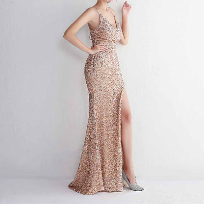 Women Sphagetti Strap Sequin Party Dres Formal Event Dress