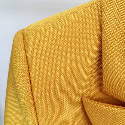 Women's Yellow Textured Luxury Fitted Double Breasted Blazer with Lion Buttons
