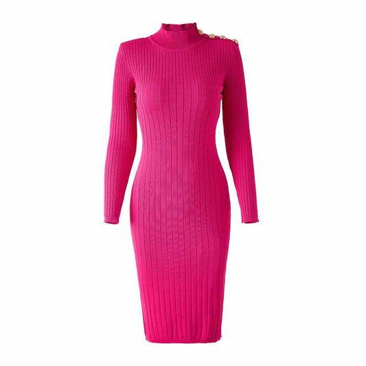 Women Knitted Mini Dress Ladies Long Sleeve Mini Knitted dress