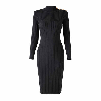 Women Knitted Mini Dress Ladies Long Sleeve Mini Knitted dress
