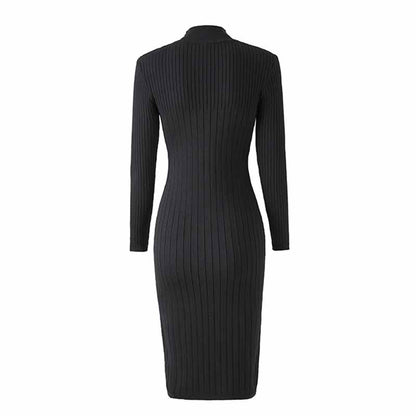 Women Knitted Mini Dress Ladies Long Sleeve Mini Knitted dress