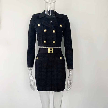 Sexy Cable Bodycon Knitted Skirt Suits Two Piece Skirt Set