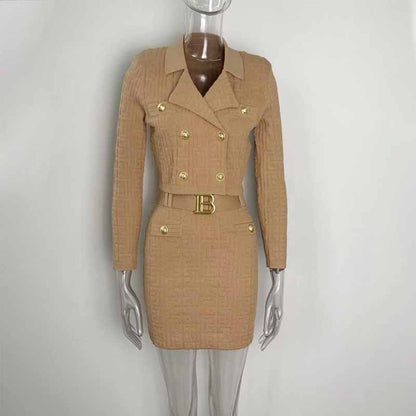 Sexy Cable Bodycon Knitted Skirt Suits Two Piece Skirt Set