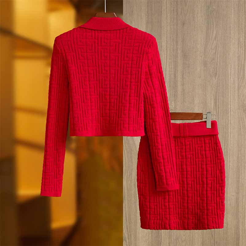 Sexy Cable Bodycon Knitted Skirt Suits Two Piece Skirt Set